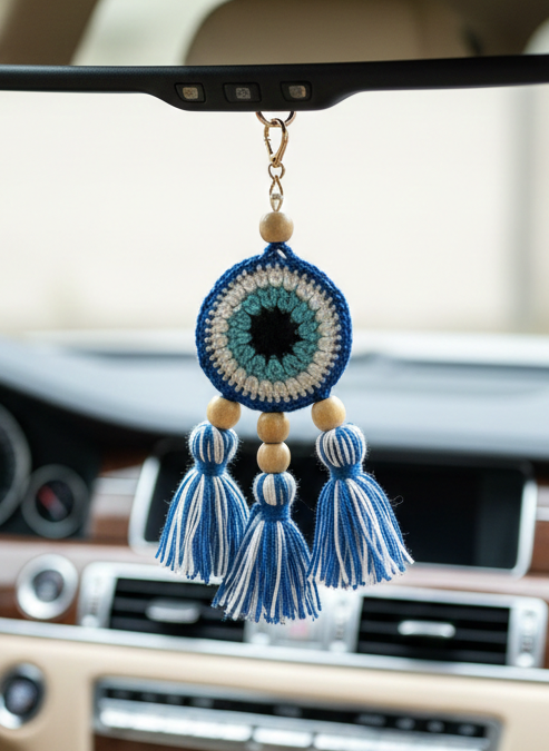 Evil Eye Trio Crochet Charm
