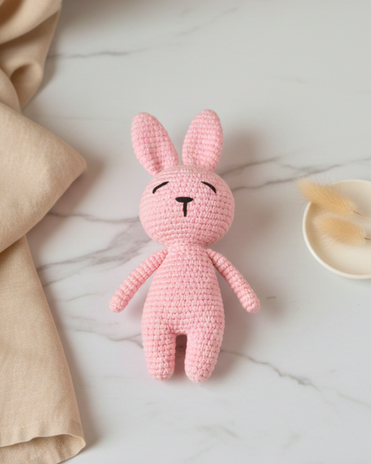 Handmade Crochet Blush Bunny Soft Toy